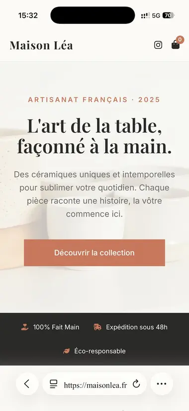 Versiunea mobilă a landing page Maison Léa