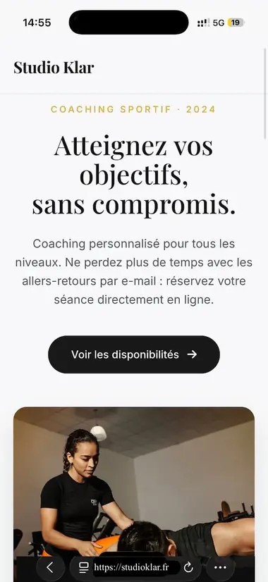 Versiunea mobilă a landing page Studio Klar