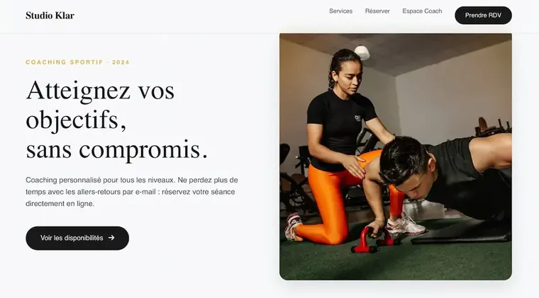 Creare landing page antrenor sportiv Paris — Studio Klar de LSAM Services