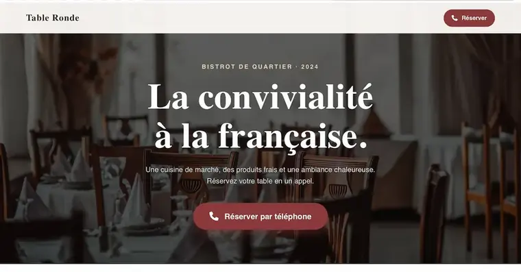 Landing page restaurant Paris — Table Ronde de LSAM Services
